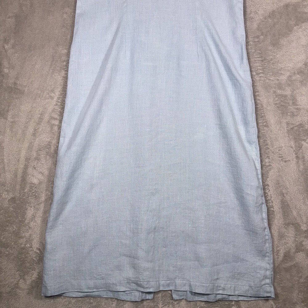 Tom Tom Maxi Dress 100% Linen Womens Large Light‎ Blue Made In USA Beachy Boho - Picture 3 of 9